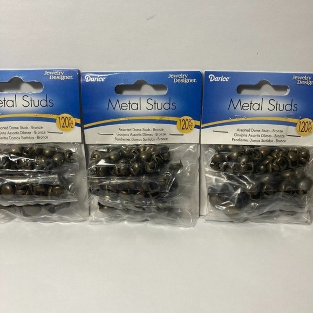 Darice Metal Studs Bronze Assorted Sizes Jewelry Making Beads 7mm 9mm 12mm